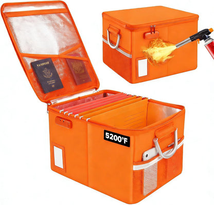TOMKID Fireproof Document Box, Fireproof File Box with Lids, Important Document Organizer Box with Lock, Portable File Folder Organizer with Handle, 1 Folder (Random Color)