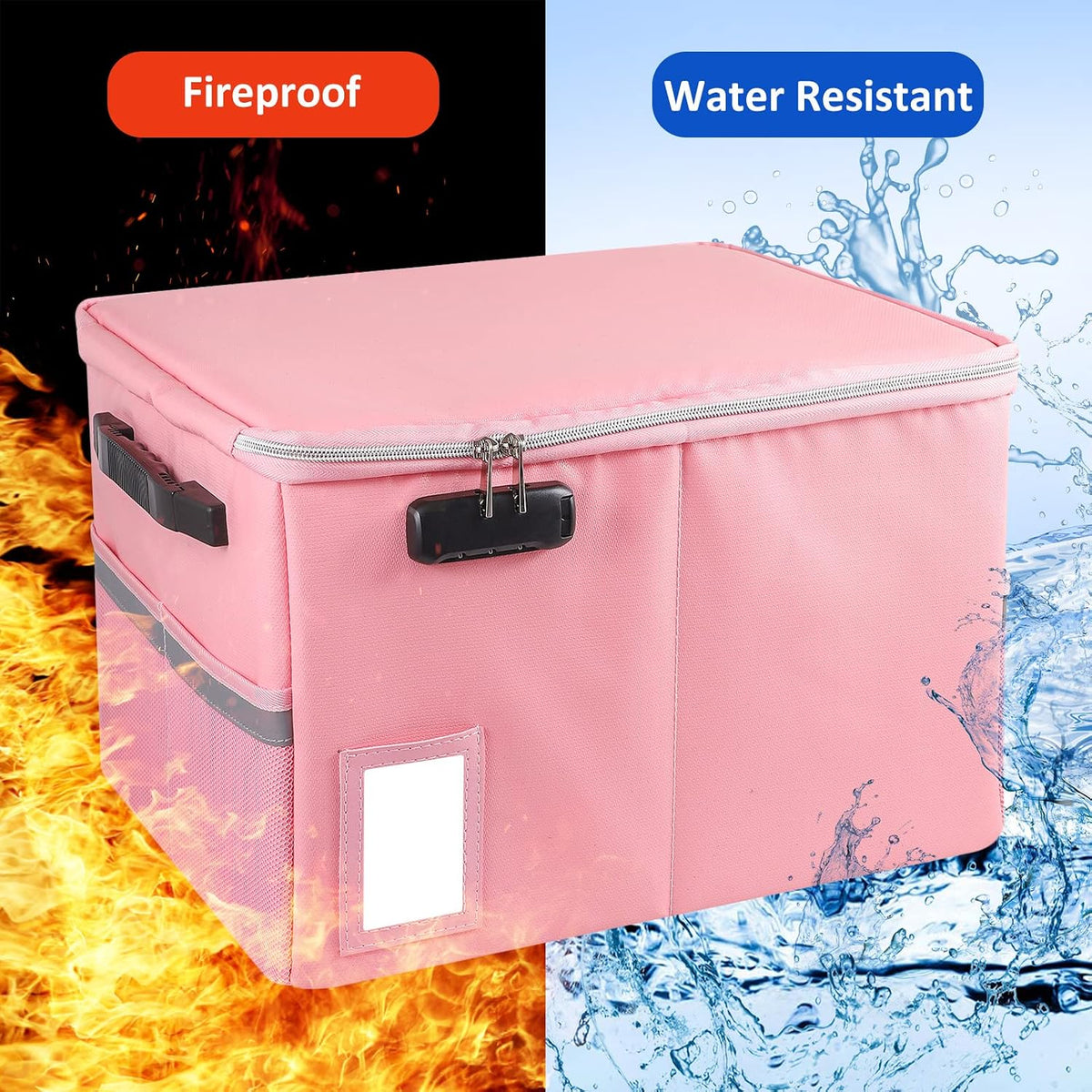 TOMKID Fireproof Document Box, Fireproof File Box with Lids, Important Document Organizer Box with Lock, Portable File Folder Organizer with Handle, 1 Folder (Random Color)