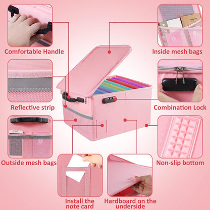 TOMKID Fireproof Document Box, Fireproof File Box with Lids, Important Document Organizer Box with Lock, Portable File Folder Organizer with Handle, 1 Folder (Random Color)