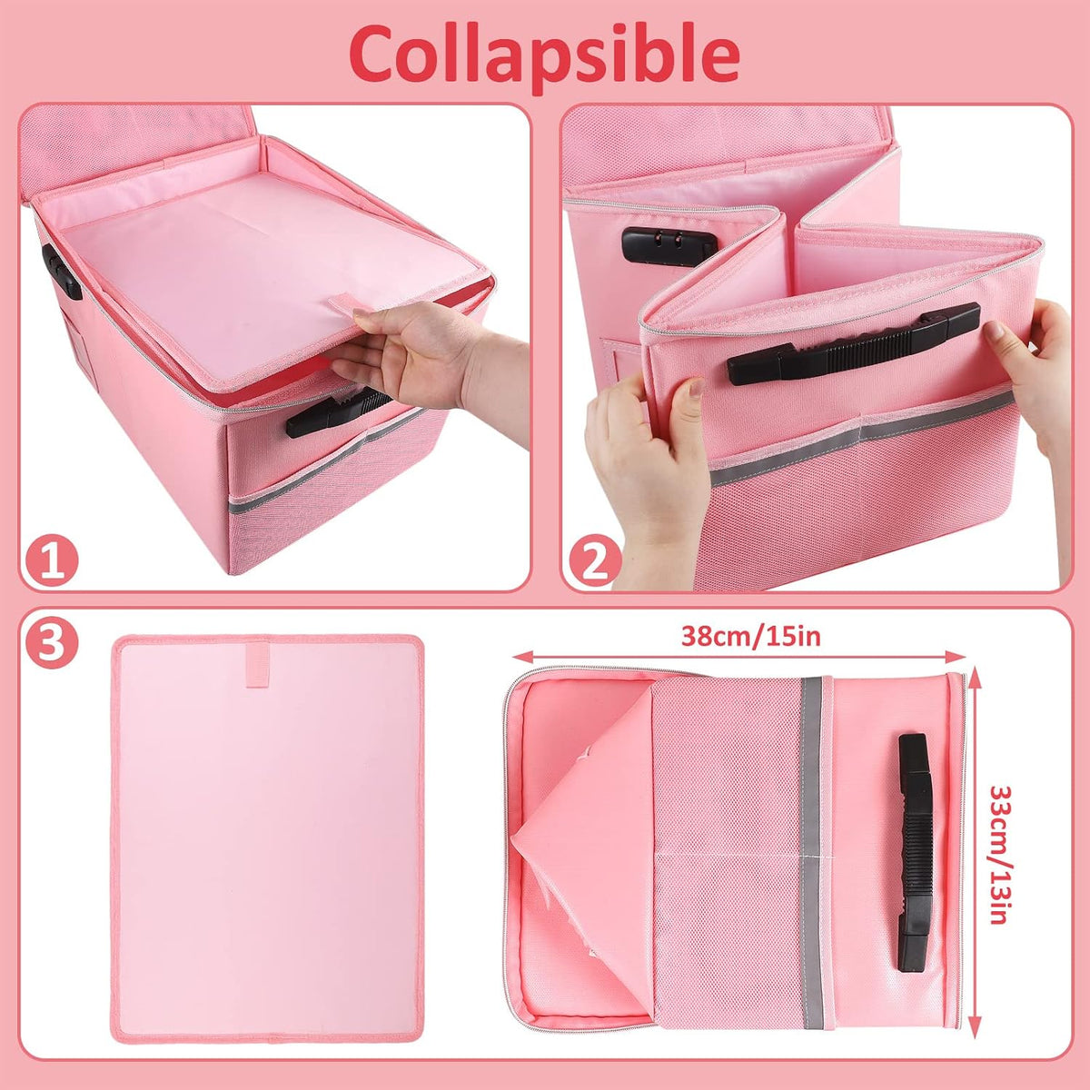 TOMKID Fireproof Document Box, Fireproof File Box with Lids, Important Document Organizer Box with Lock, Portable File Folder Organizer with Handle, 1 Folder (Random Color)