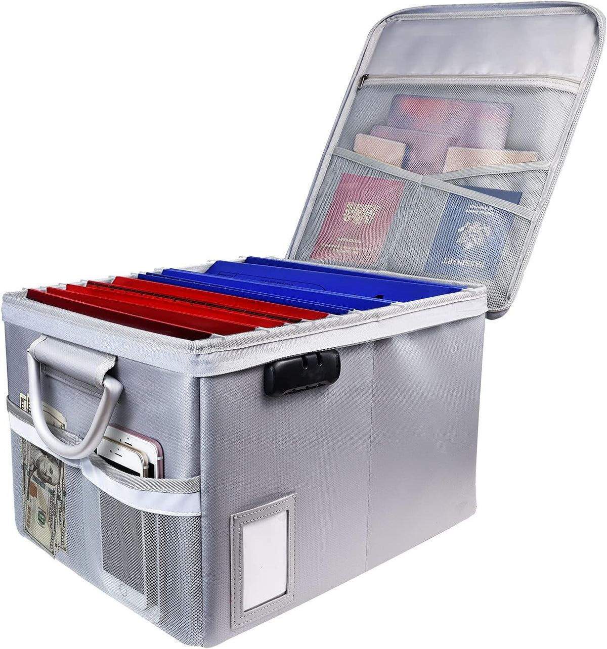 TOMKID Fireproof Document Box, Fireproof File Box with Lids, Important Document Organizer Box with Lock, Portable File Folder Organizer with Handle, 1 Folder (Random Color)