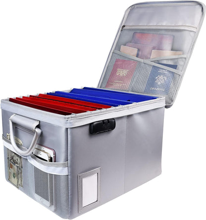 TOMKID Fireproof Document Box, Fireproof File Box with Lids, Important Document Organizer Box with Lock, Portable File Folder Organizer with Handle, 1 Folder (Random Color)