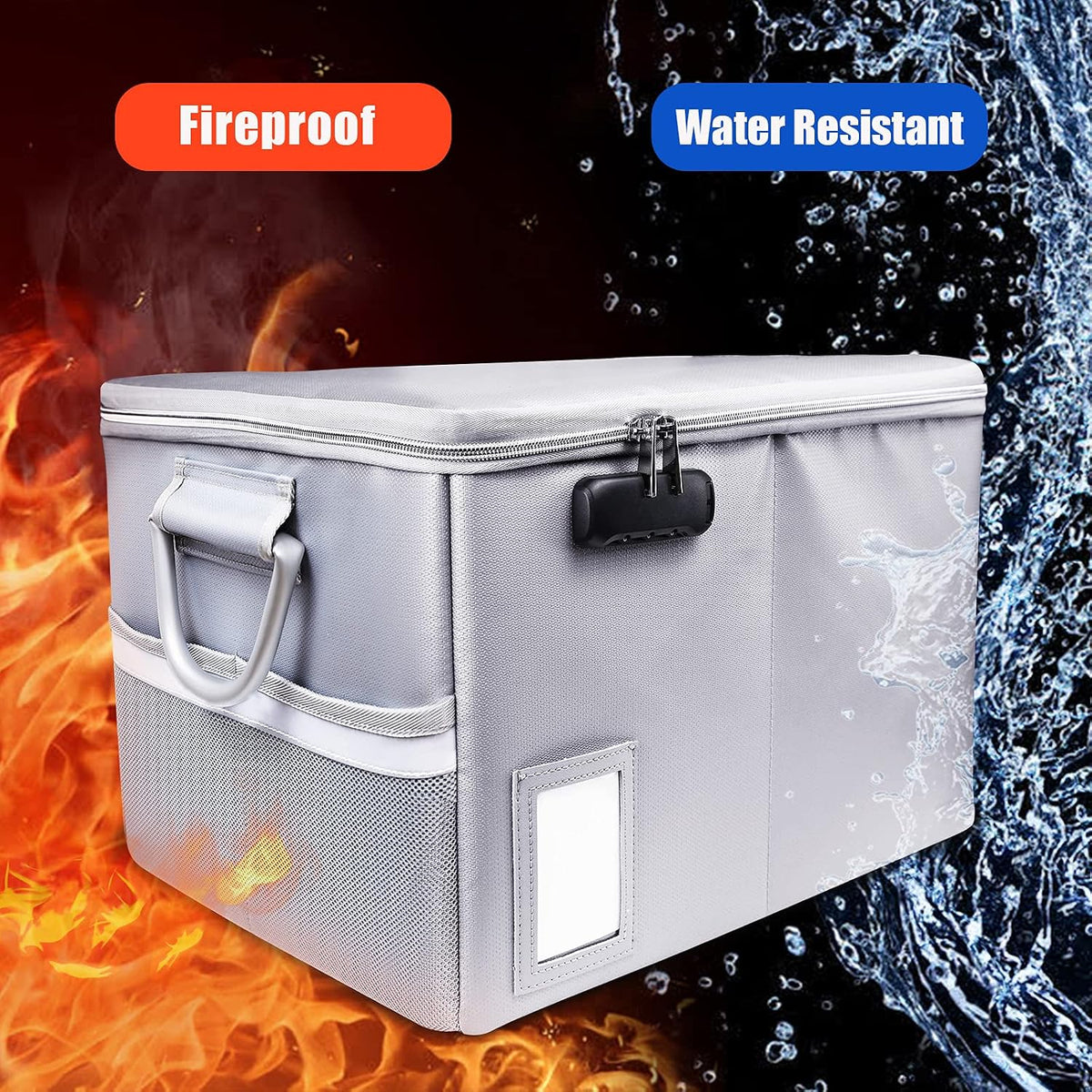 TOMKID Fireproof Document Box, Fireproof File Box with Lids, Important Document Organizer Box with Lock, Portable File Folder Organizer with Handle, 1 Folder (Random Color)