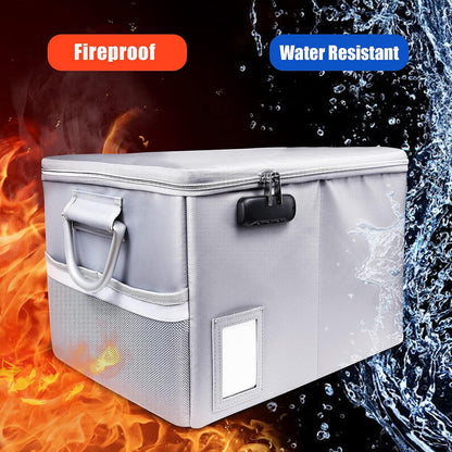 TOMKID Fireproof Document Box, Fireproof File Box with Lids, Important Document Organizer Box with Lock, Portable File Folder Organizer with Handle, 1 Folder (Random Color)