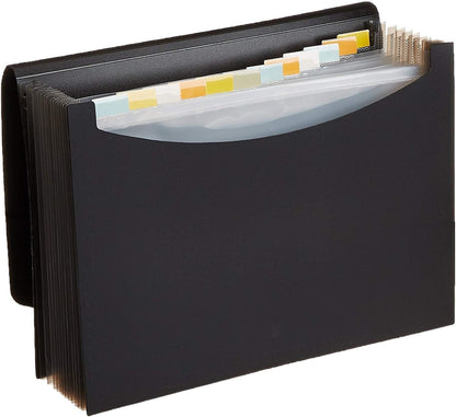 Expanding Accordion File Organizer, Letter Size, 13 Compartments, Large Capacity Document Storage, Waterproof, Black, 1-Pack
