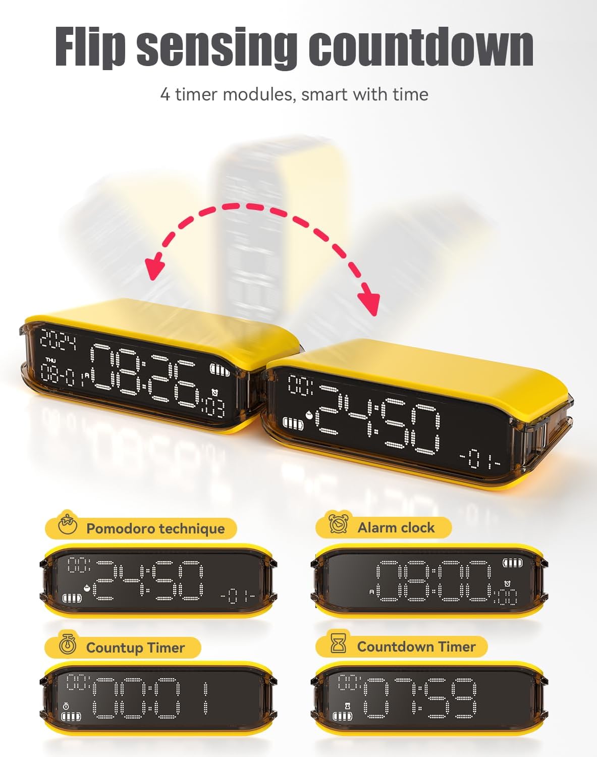 Pomodoro Timer Clock, Desk Timer for Productivity