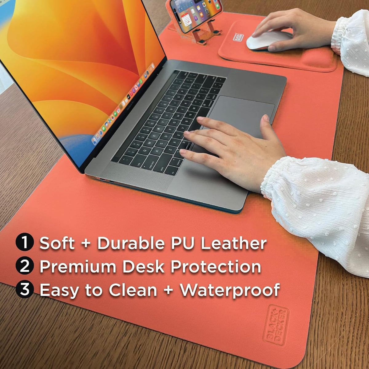 Faux Leather Desk Mat for Keyboard & Mouse