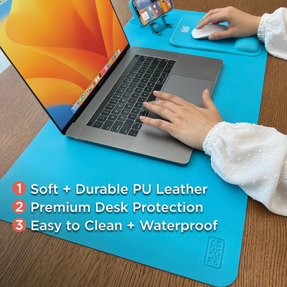 Faux Leather Desk Mat for Keyboard & Mouse