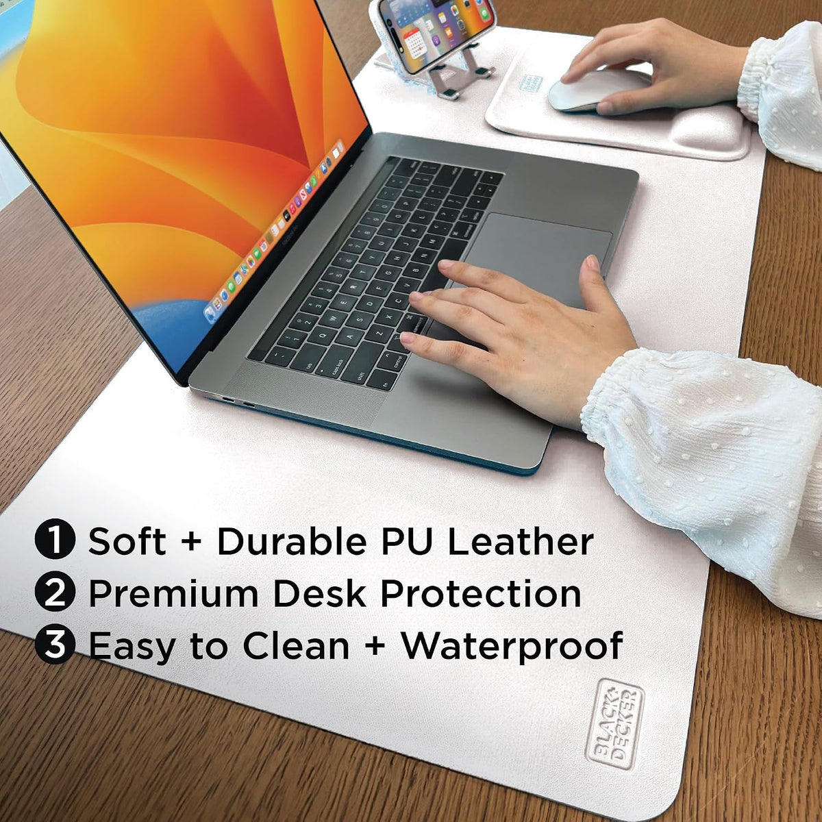 Faux Leather Desk Mat for Keyboard & Mouse