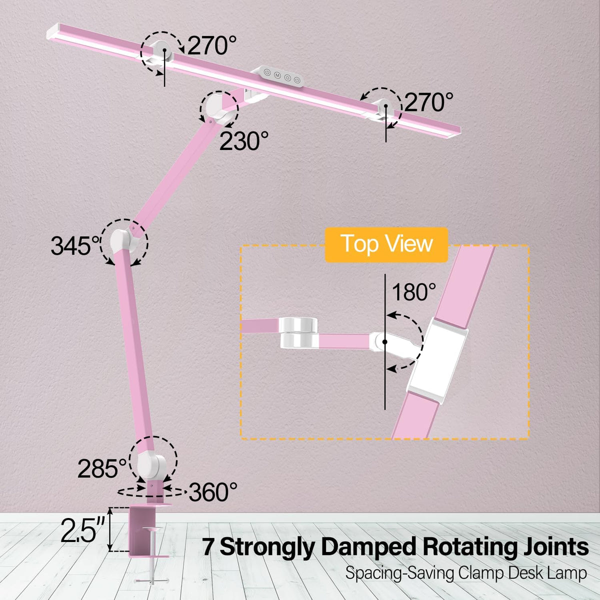 Led Desk Lamp with Clamp, Architect Desk Lamp for Home Office with Atmosphere Lighting, 24W Ultra Bright Auto Dimming Computer Light Stepless Dimming and Tempering LED Table Light