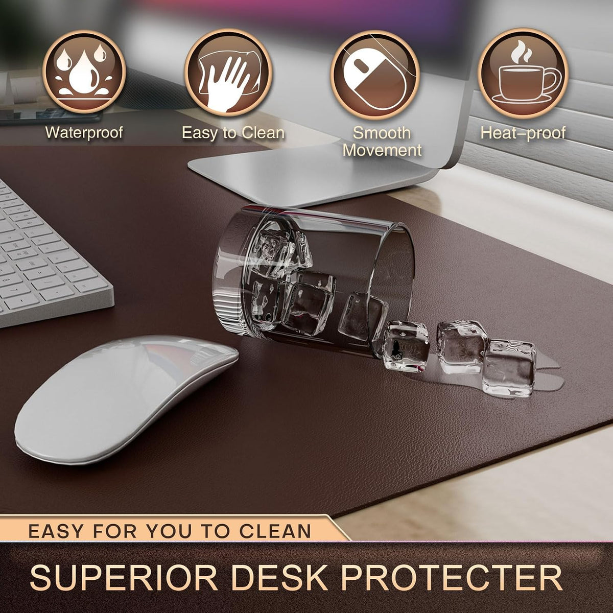 Desk Protector Mat and Pad for Office (Dark Brown, 15.7"x31.5")