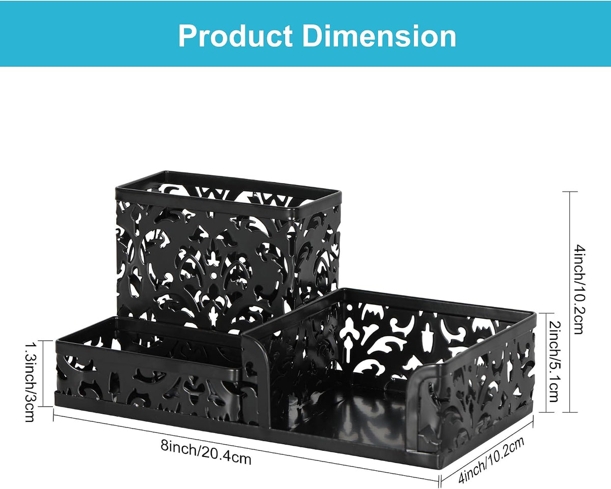 Desk Organizer with 3 Compartment for Pencil Sticky Note Holder and Office Accessories,Black