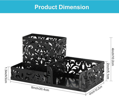 Desk Organizer with 3 Compartment for Pencil Sticky Note Holder and Office Accessories,Black