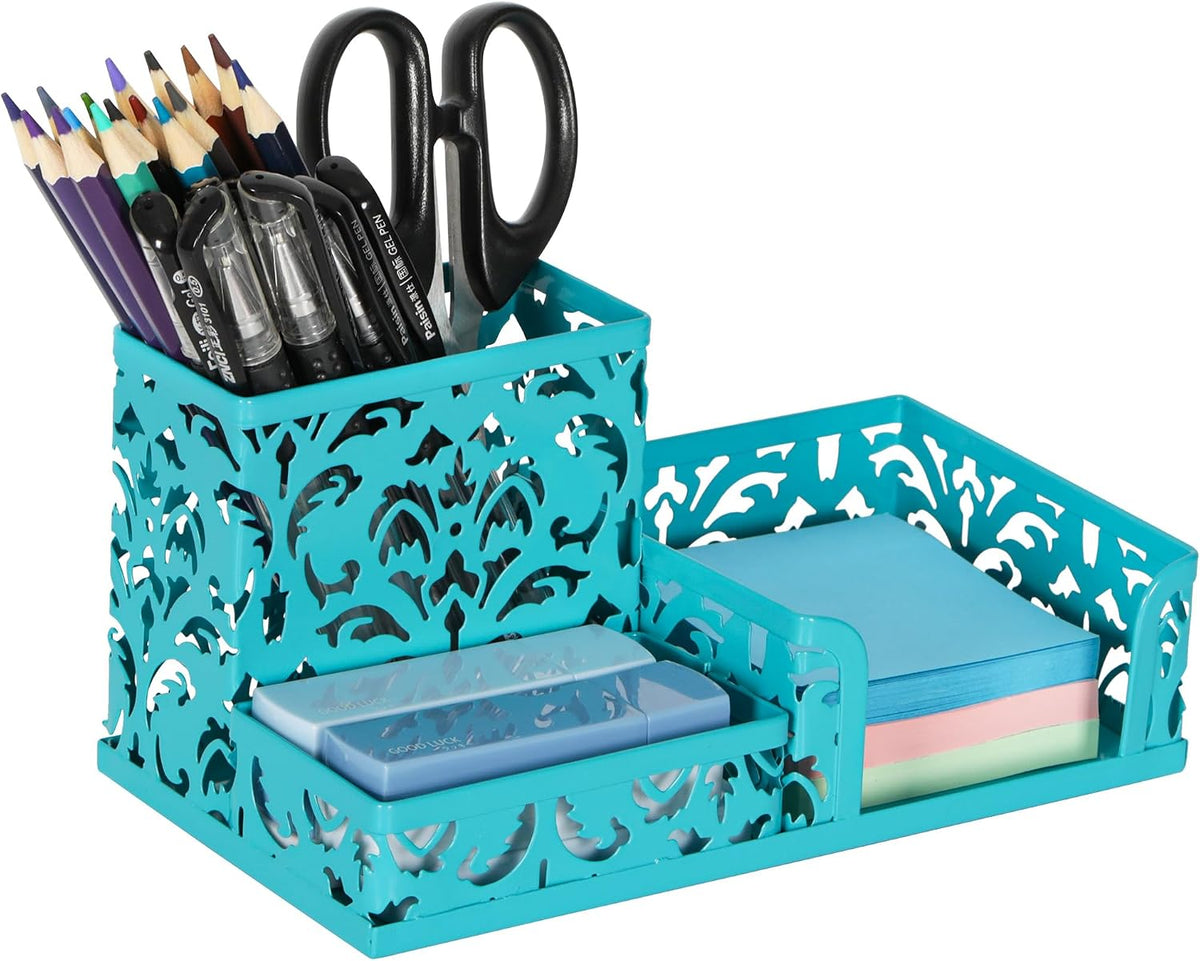 Desk Organizer with 3 Compartment for Pencil Sticky Note Holder and Office Accessories,Black