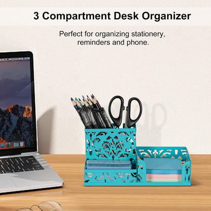Desk Organizer with 3 Compartment for Pencil Sticky Note Holder and Office Accessories,Black