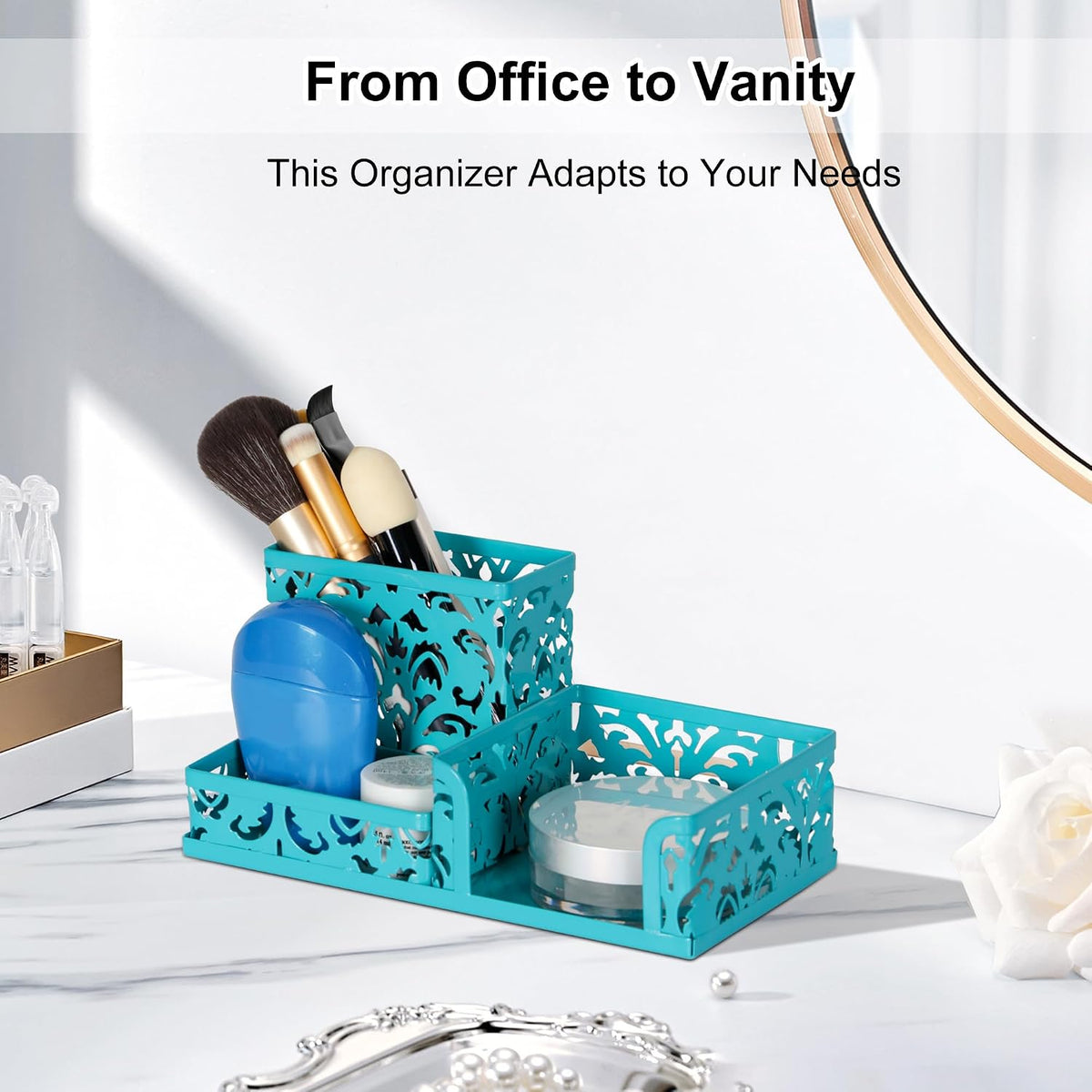 Desk Organizer with 3 Compartment for Pencil Sticky Note Holder and Office Accessories,Black