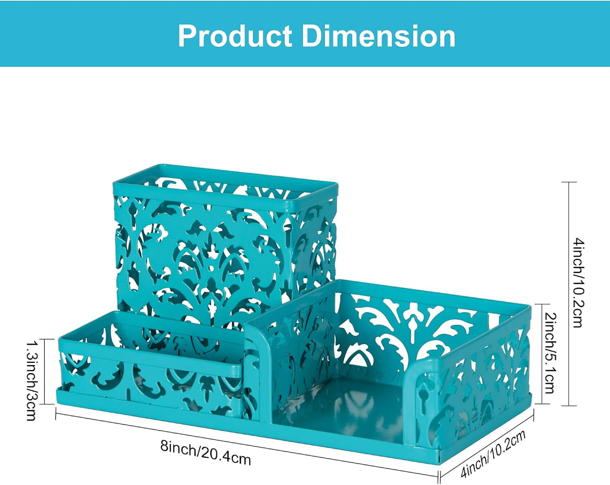 Desk Organizer with 3 Compartment for Pencil Sticky Note Holder and Office Accessories,Black