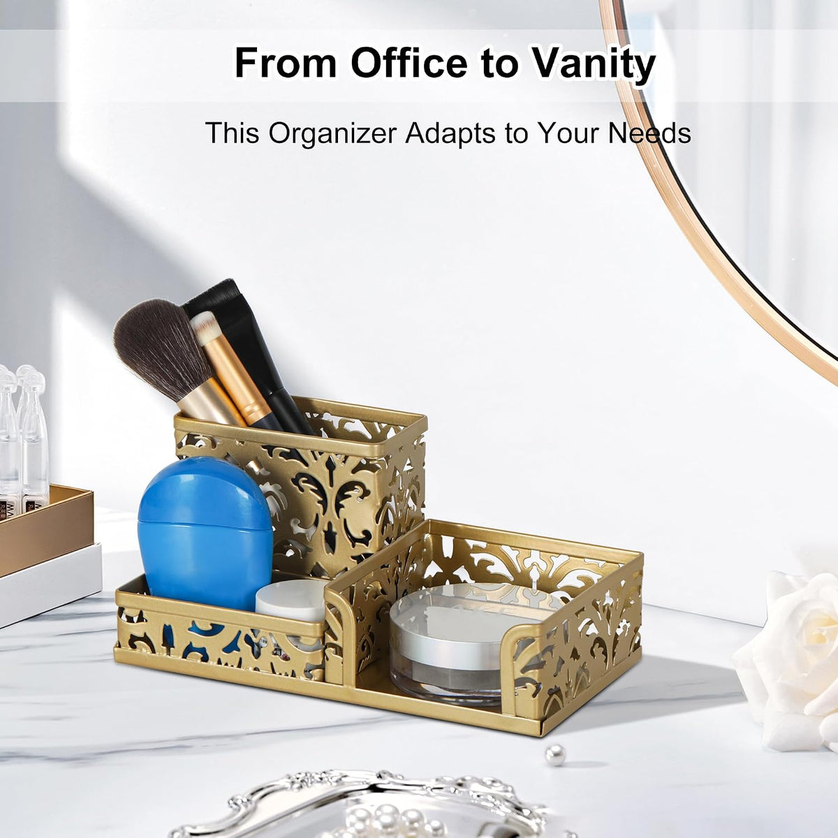 Desk Organizer with 3 Compartment for Pencil Sticky Note Holder and Office Accessories,Black