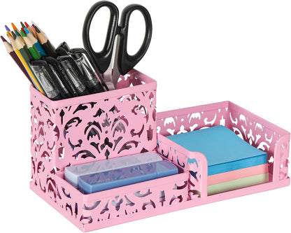 Desk Organizer with 3 Compartment for Pencil Sticky Note Holder and Office Accessories,Black