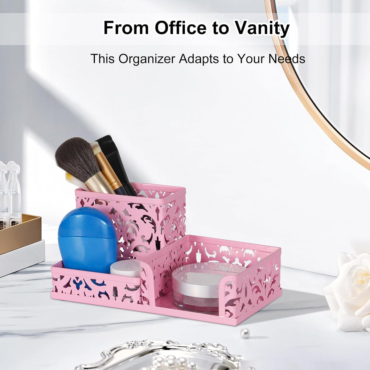 Desk Organizer with 3 Compartment for Pencil Sticky Note Holder and Office Accessories,Black
