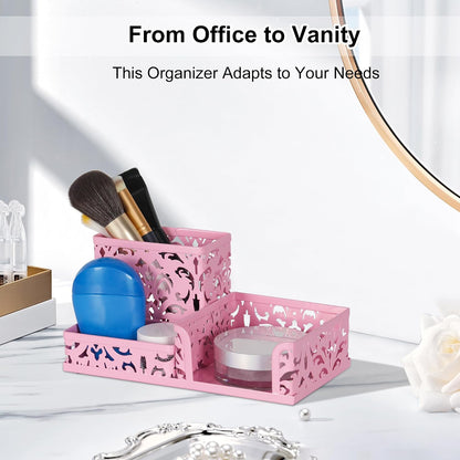 Desk Organizer with 3 Compartment for Pencil Sticky Note Holder and Office Accessories,Black