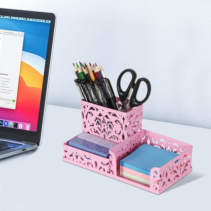 Desk Organizer with 3 Compartment for Pencil Sticky Note Holder and Office Accessories,Black