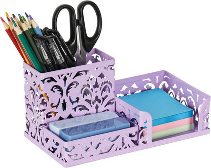 Desk Organizer with 3 Compartment for Pencil Sticky Note Holder and Office Accessories,Black