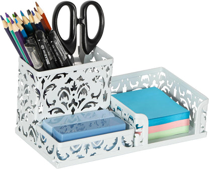 Desk Organizer with 3 Compartment for Pencil Sticky Note Holder and Office Accessories,Black