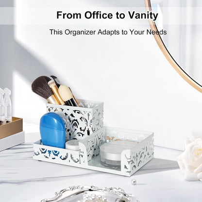 Desk Organizer with 3 Compartment for Pencil Sticky Note Holder and Office Accessories,Black