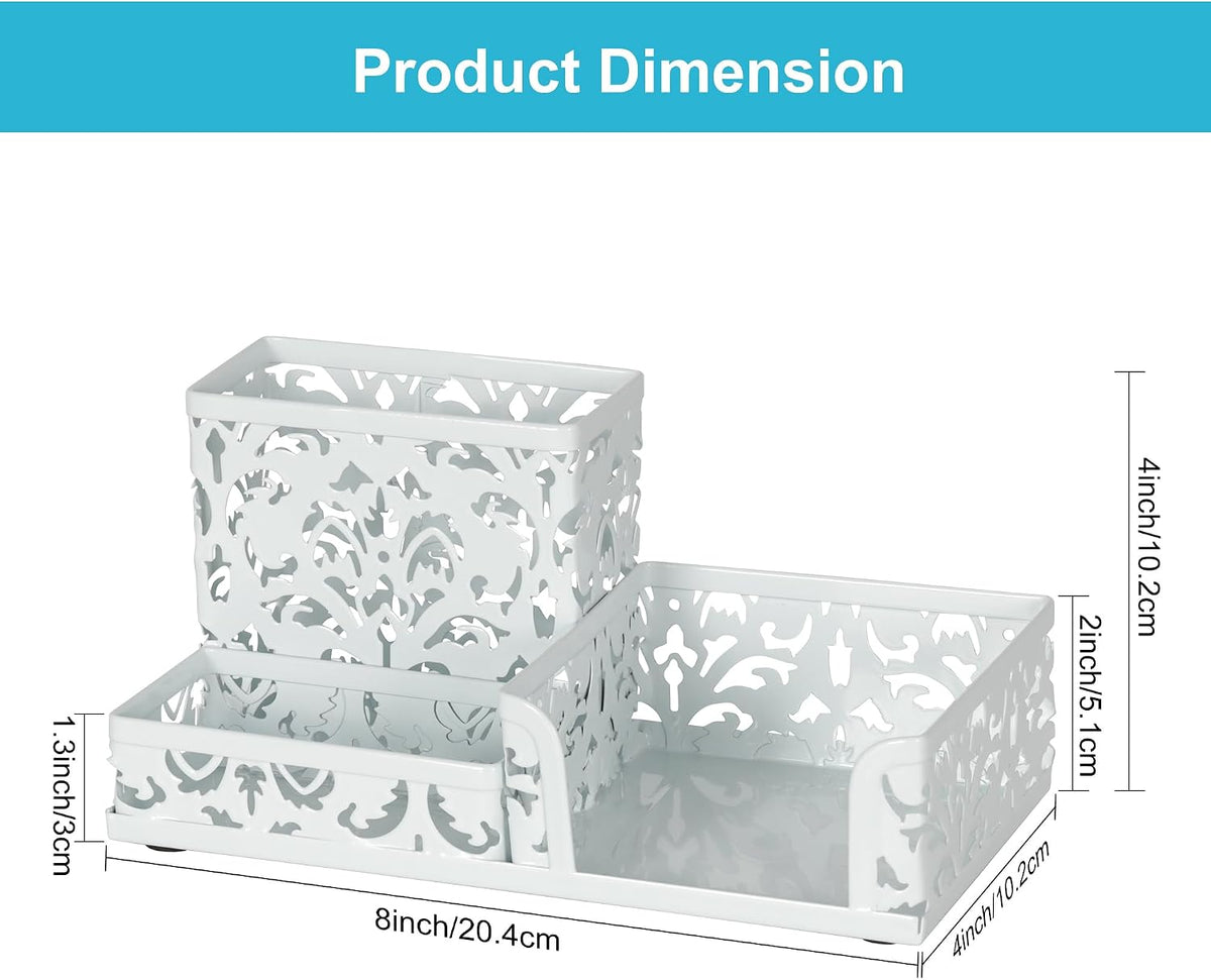 Desk Organizer with 3 Compartment for Pencil Sticky Note Holder and Office Accessories,Black