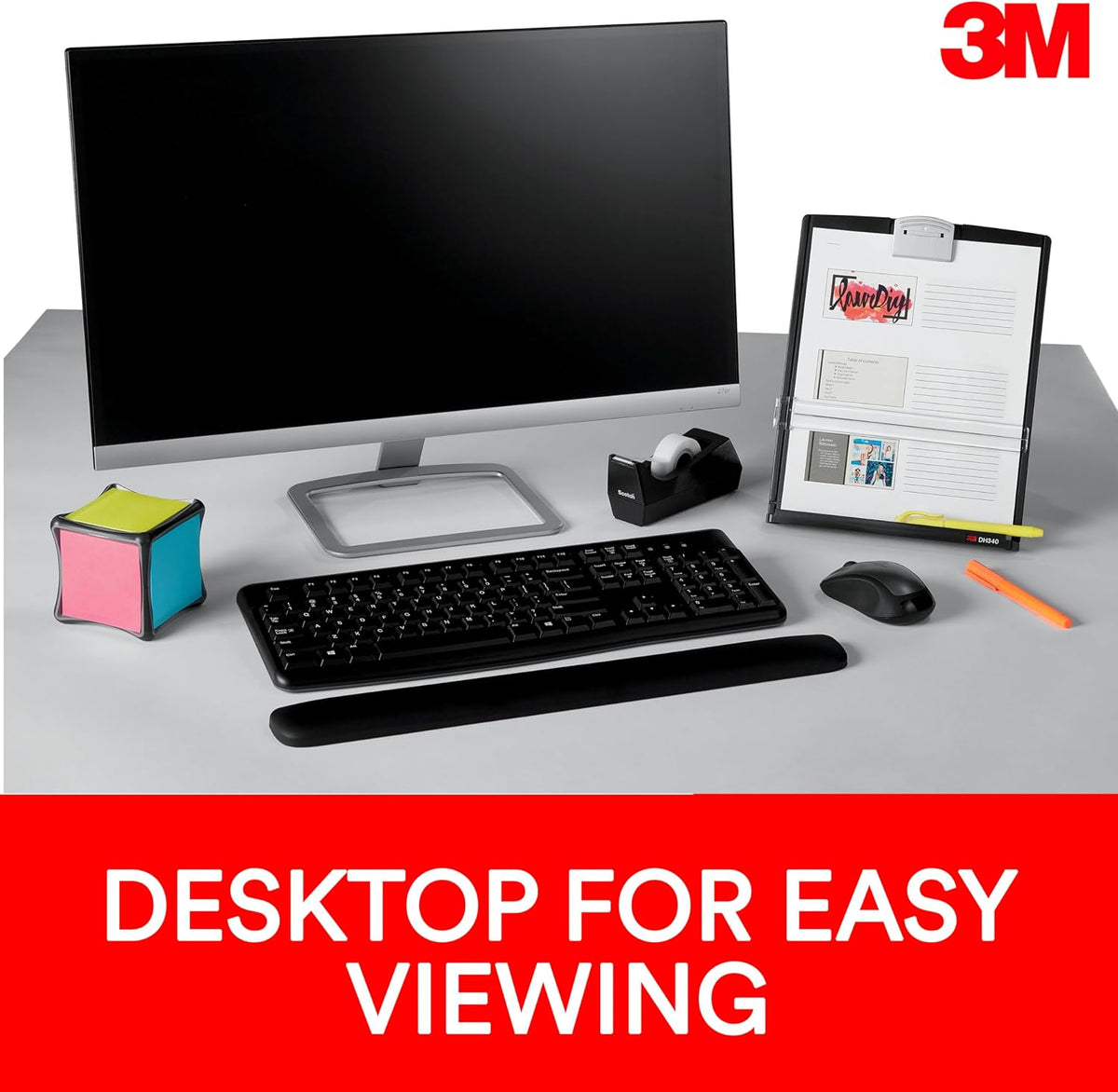 Desktop Document Holder for Monitor, 3.375 in x 12.0 in x 1.75 in