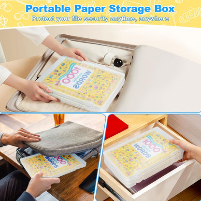 1 Pack A4 File Box Paper Organizers Holder, Transparent Document Paper Project Case, Plastic Paper Storage Container Box File Protector for Magazine, Scrapbook, Office School Supplies