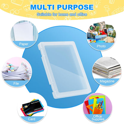 1 Pack A4 File Box Paper Organizers Holder, Transparent Document Paper Project Case, Plastic Paper Storage Container Box File Protector for Magazine, Scrapbook, Office School Supplies