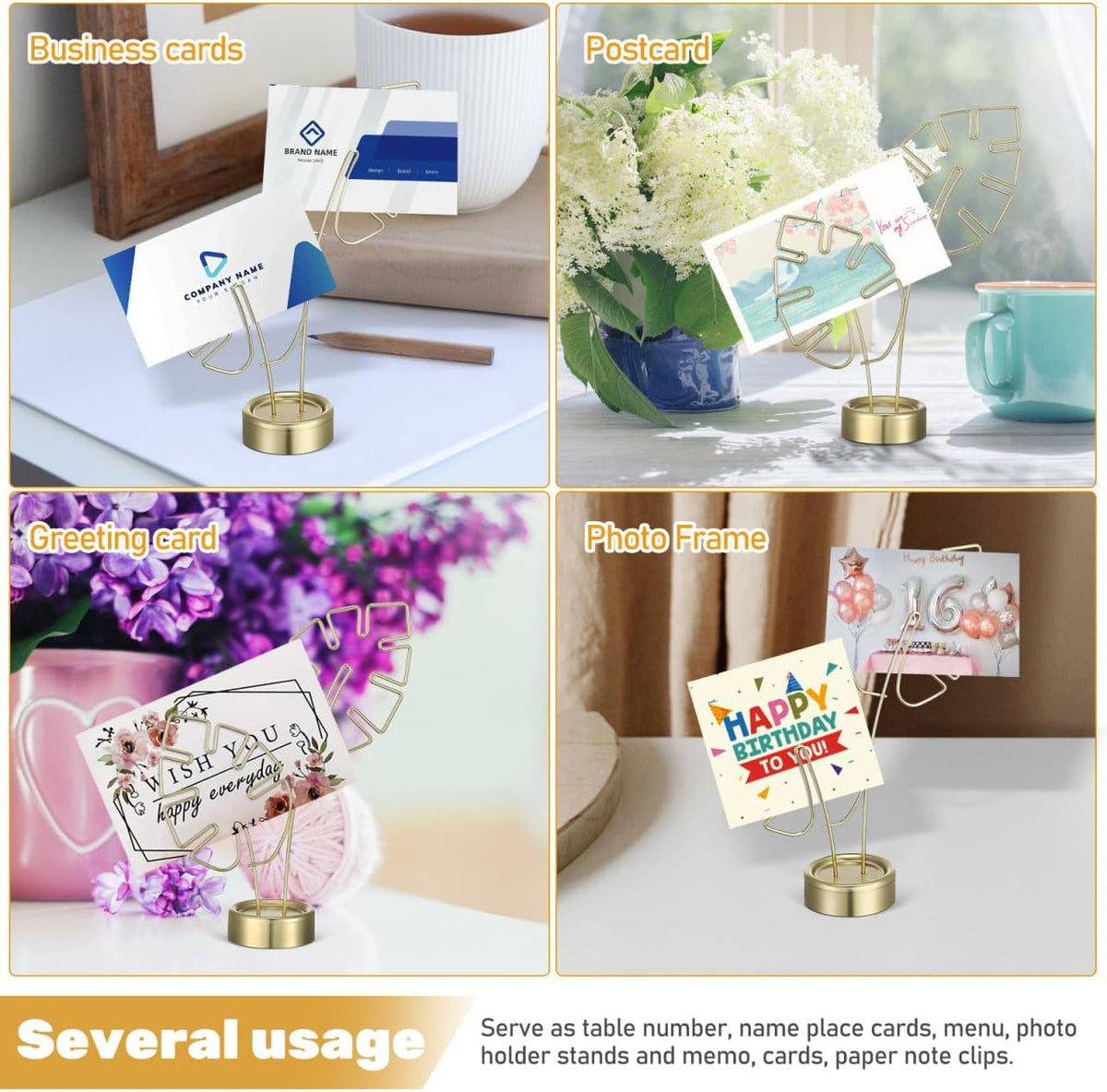 Gold Card Clip Holder Turtle Leaf Shapes Photo Display Stand Memo Note Message Cards Display Pick Stand for Home Party