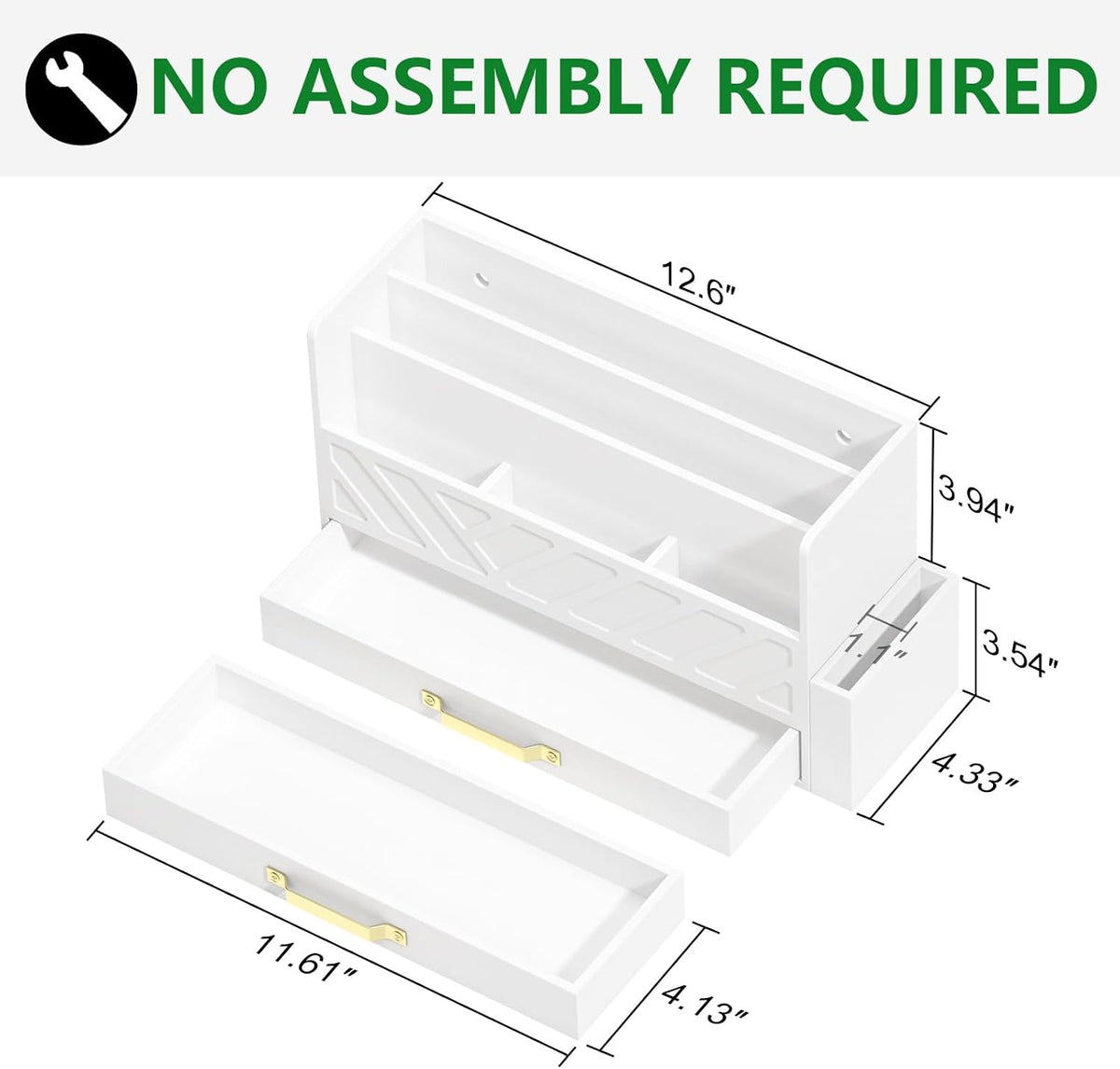 Bamboo Mail Organizer Countertop Pen Holder Wooden Desktop Storage Drawers
