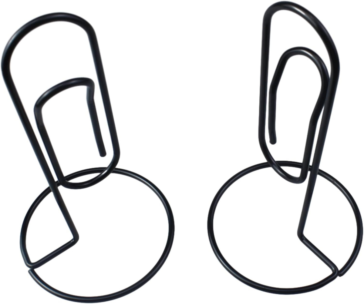 2pcs Paper Clips Creative Desktop Message Folder Business Card Memo Holder Office Accessory [Black]