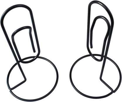2pcs Paper Clips Creative Desktop Message Folder Business Card Memo Holder Office Accessory [Black]