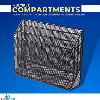 3 Tiers File Folder Organizer, Desk Sorter, Black Mesh