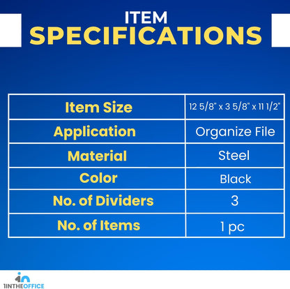 3 Tiers File Folder Organizer, Desk Sorter, Black Mesh