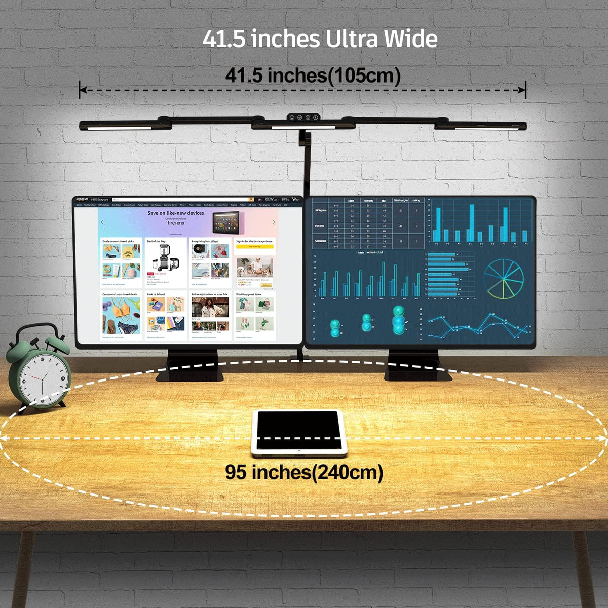 LED Desk Lamp with Clamp, 41.5" Clamp on Architect Desk Lamp for Home Office, 24W Bright Tall Computer LED Table Light Adjustable Overhead Clip on Office Lighting for Work Craft