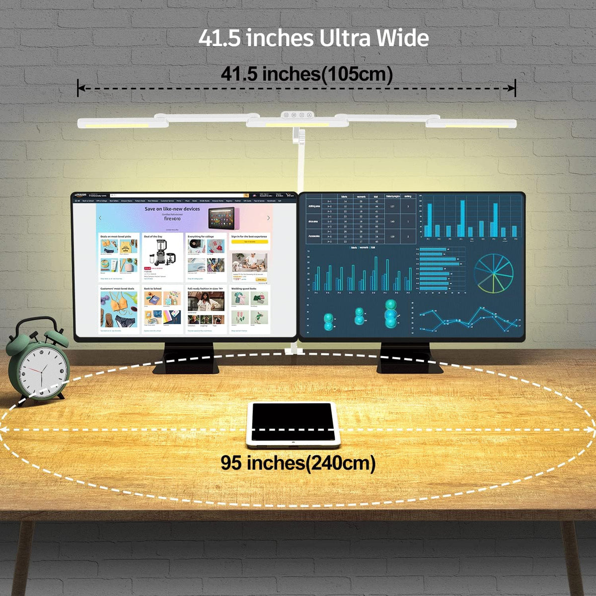 LED Desk Lamp with Clamp, 41.5" Clamp on Architect Desk Lamp for Home Office, 24W Bright Tall Computer LED Table Light Adjustable Overhead Clip on Office Lighting for Work Craft