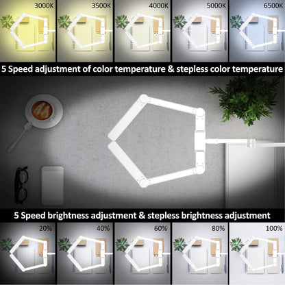 LED Desk Lamp with Clamp, 41.5" Clamp on Architect Desk Lamp for Home Office, 24W Bright Tall Computer LED Table Light Adjustable Overhead Clip on Office Lighting for Work Craft