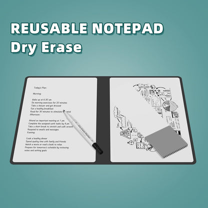 Portable Dry Erase Board,Reusable Whiteboard Notebook, Double-Sided White Board PU Cover 9.5"x6.6" with Marker,Wipe Cloth (Orange)