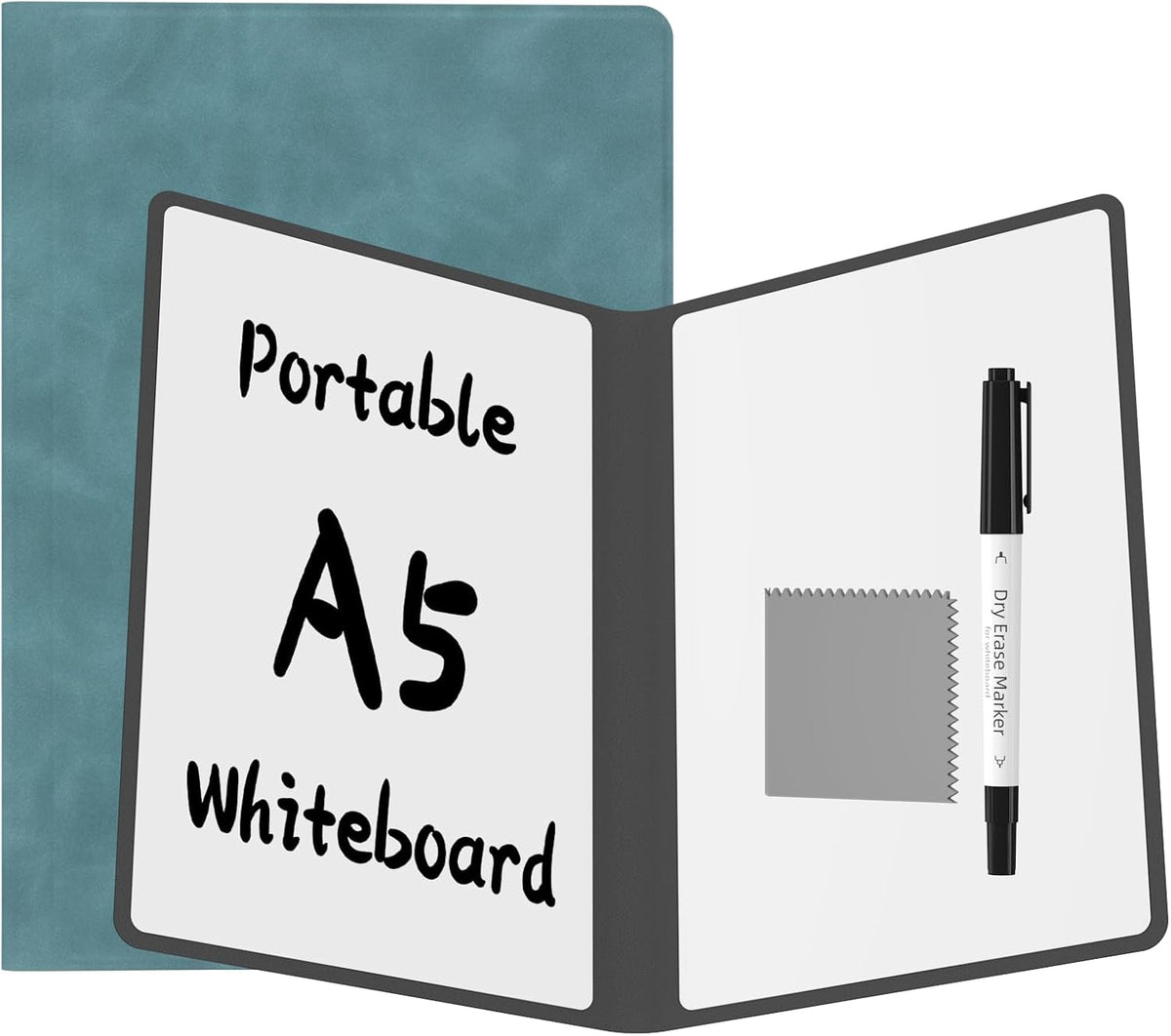 Portable Dry Erase Board,Reusable Whiteboard Notebook, Double-Sided White Board PU Cover 9.5"x6.6" with Marker,Wipe Cloth (Orange)