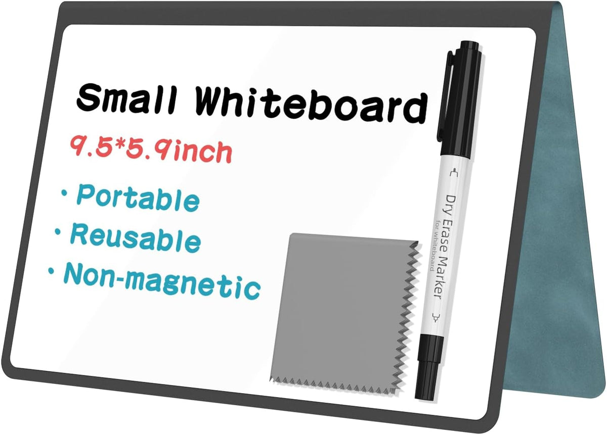 Portable Dry Erase Board,Reusable Whiteboard Notebook, Double-Sided White Board PU Cover 9.5"x6.6" with Marker,Wipe Cloth (Orange)