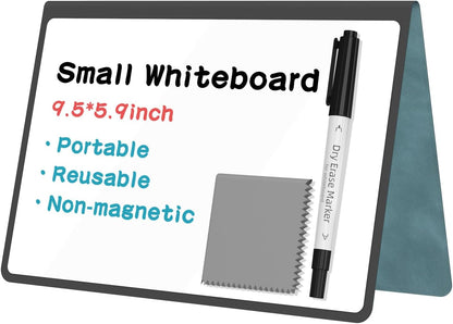 Portable Dry Erase Board,Reusable Whiteboard Notebook, Double-Sided White Board PU Cover 9.5"x6.6" with Marker,Wipe Cloth (Orange)