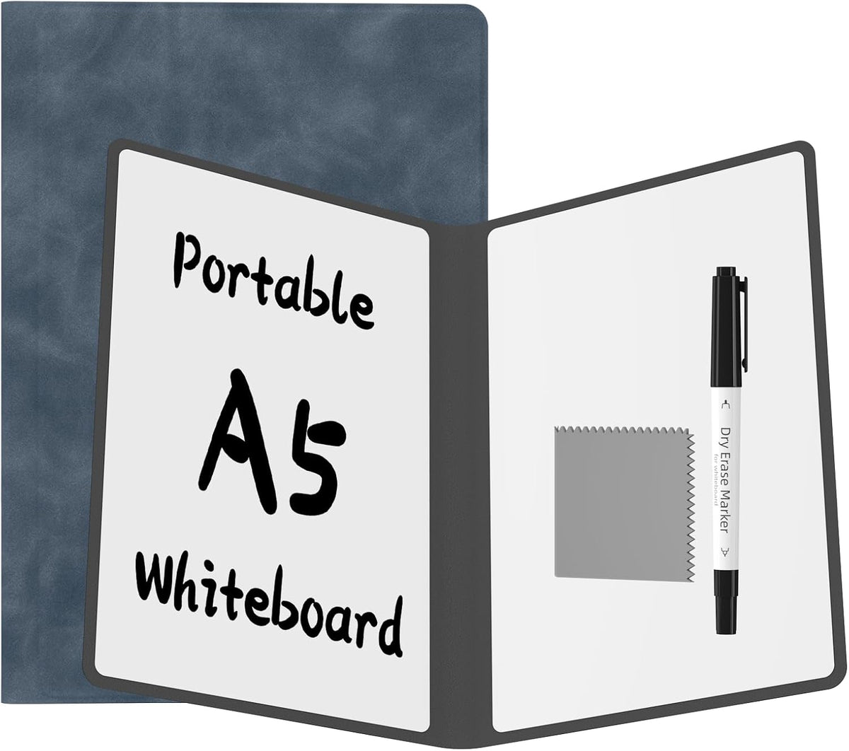 Portable Dry Erase Board,Reusable Whiteboard Notebook, Double-Sided White Board PU Cover 9.5"x6.6" with Marker,Wipe Cloth (Orange)