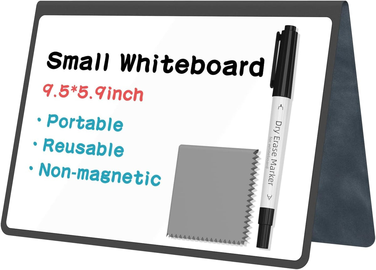 Portable Dry Erase Board,Reusable Whiteboard Notebook, Double-Sided White Board PU Cover 9.5"x6.6" with Marker,Wipe Cloth (Orange)