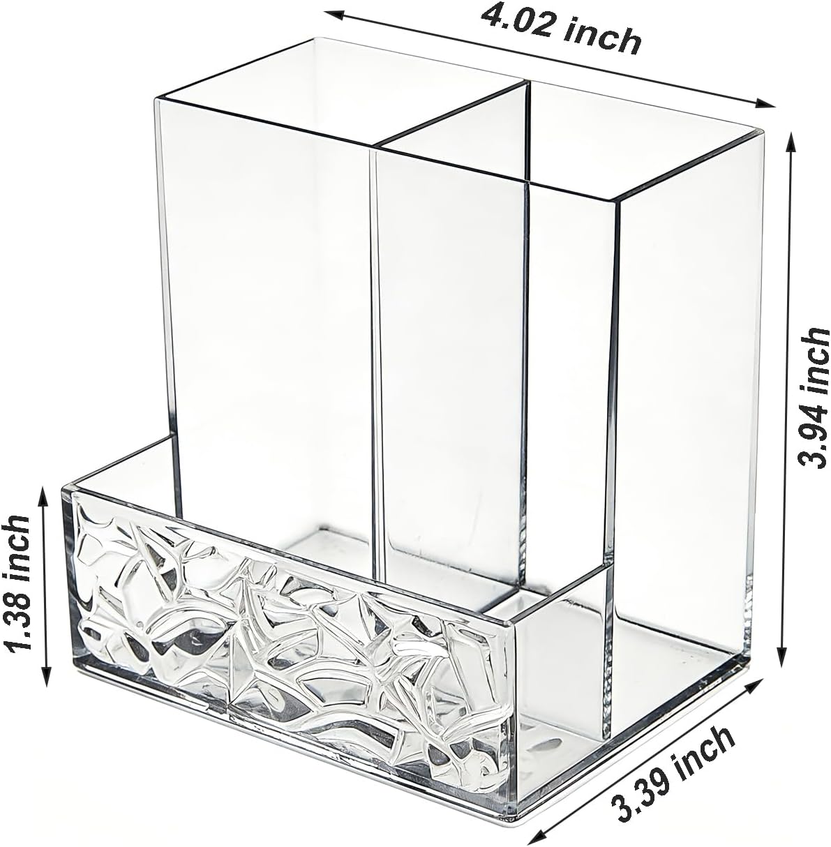 Clear PET Pen Holder, 3 Compartment Desk Organizer, Shatter-Resistant, Stronger Than Acrylic, for Office Home School Bathroom Makeup