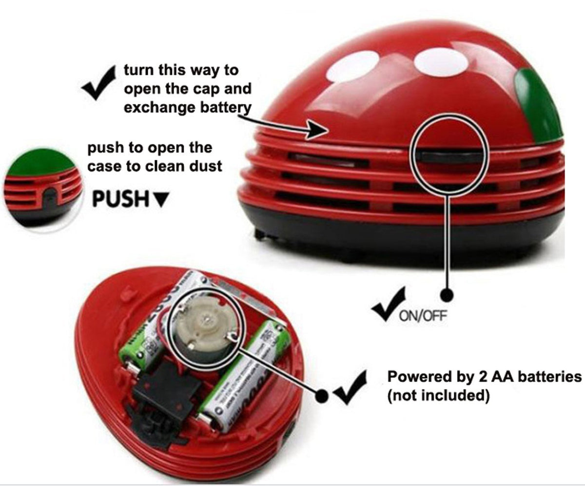 Ladybug Shaped Portable Corner Desk Vacuum Cleaner Mini Cute Vacuum Cleaner Dust Sweeper